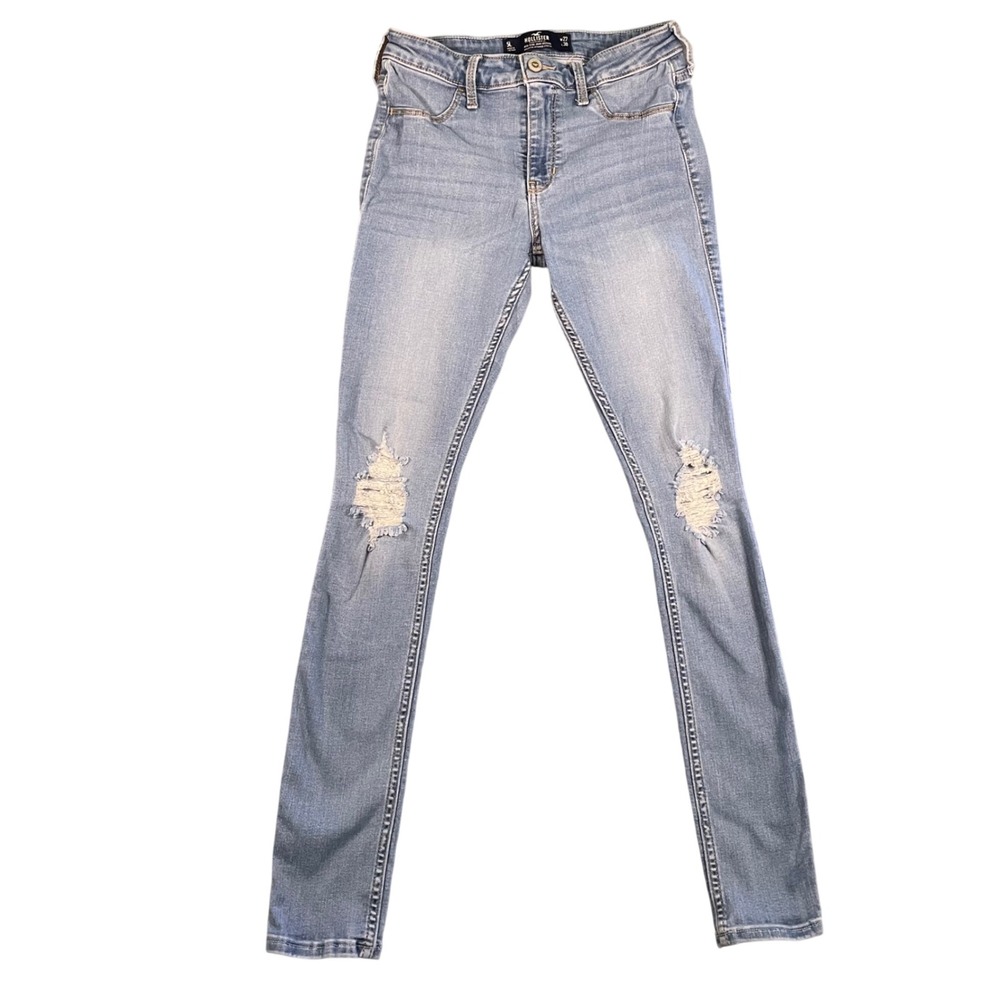 Hollister Mid-Rise Jean Legging Size 5L Distressed Jegging Stretch‎ Denim Preppy